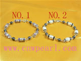 white and black freshwater pearl jewelry bracelet with zircon